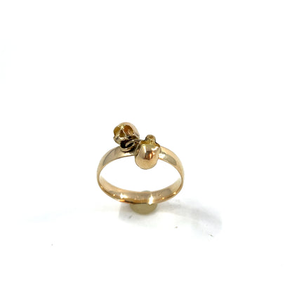 14k Two Skull Jangle Ring