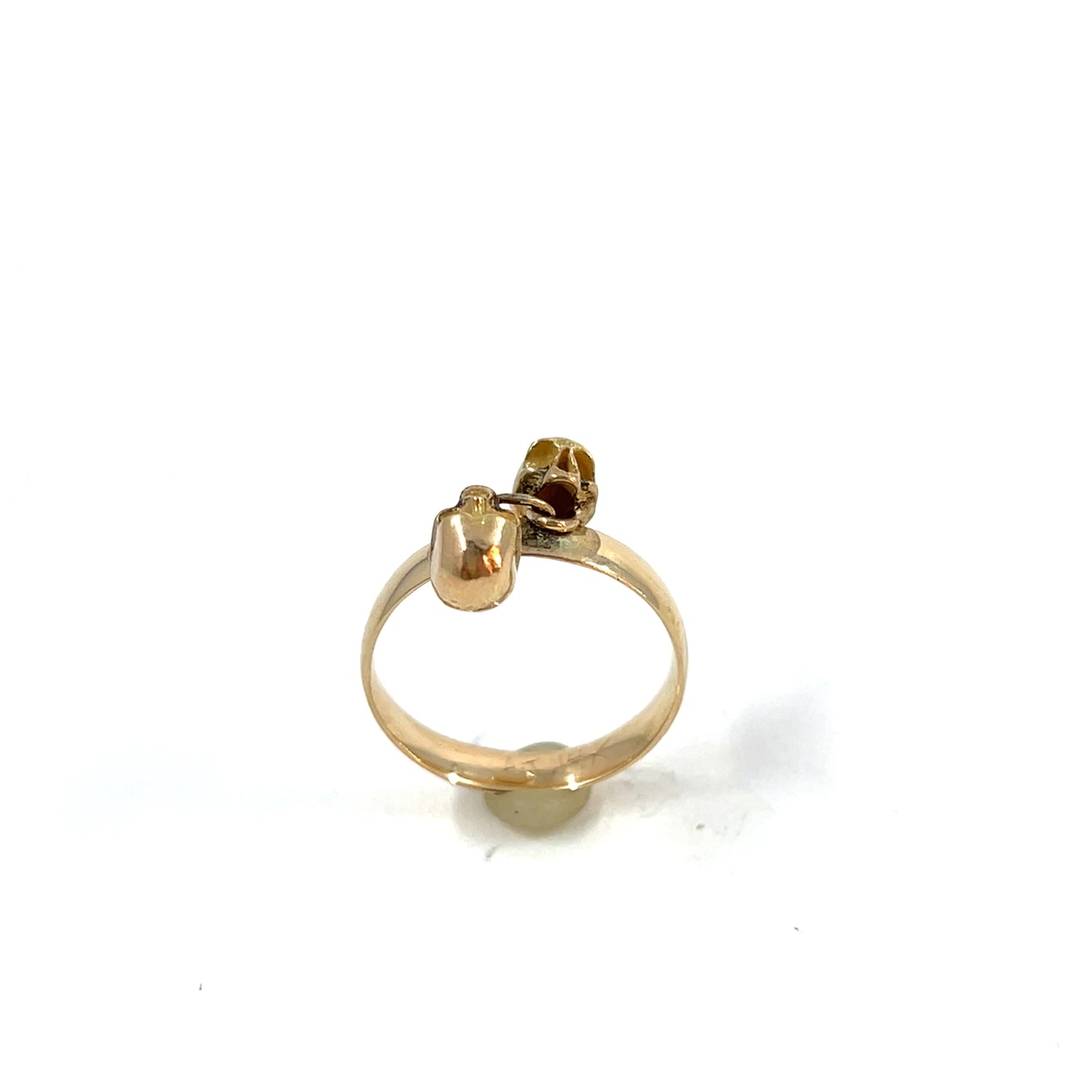 14k Two Skull Jangle Ring