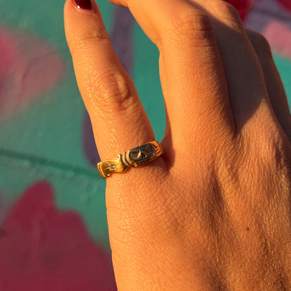 14k Death's Head Mourning Ring (Diamonds)