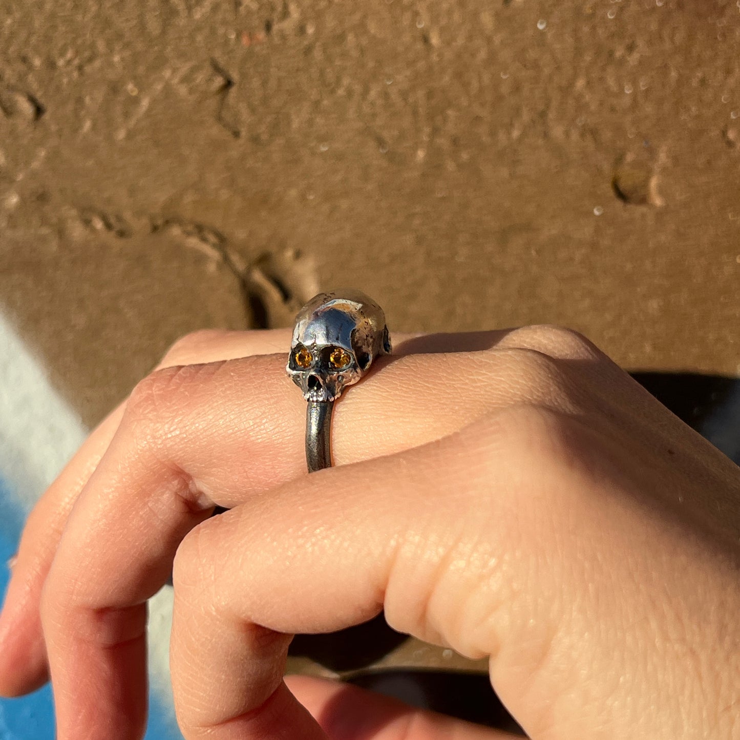 Double Skull Dome Ring (Ruby & Topaz Eyes)