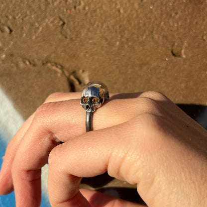 Double Skull Dome Ring (Ruby & Topaz Eyes)