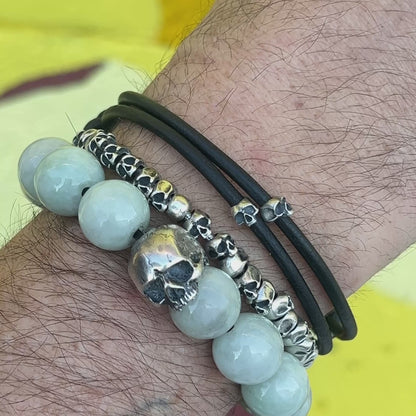 Skully Leather Cord Bracelet