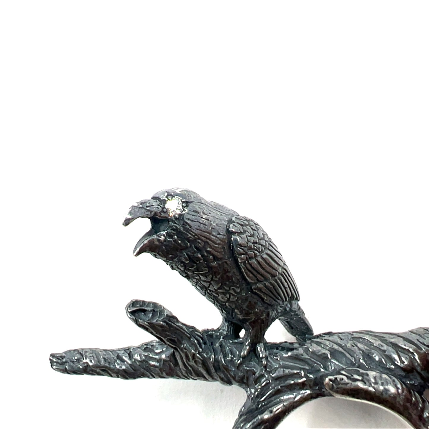 Raven on a Branch Ring (Moissanite eyes)