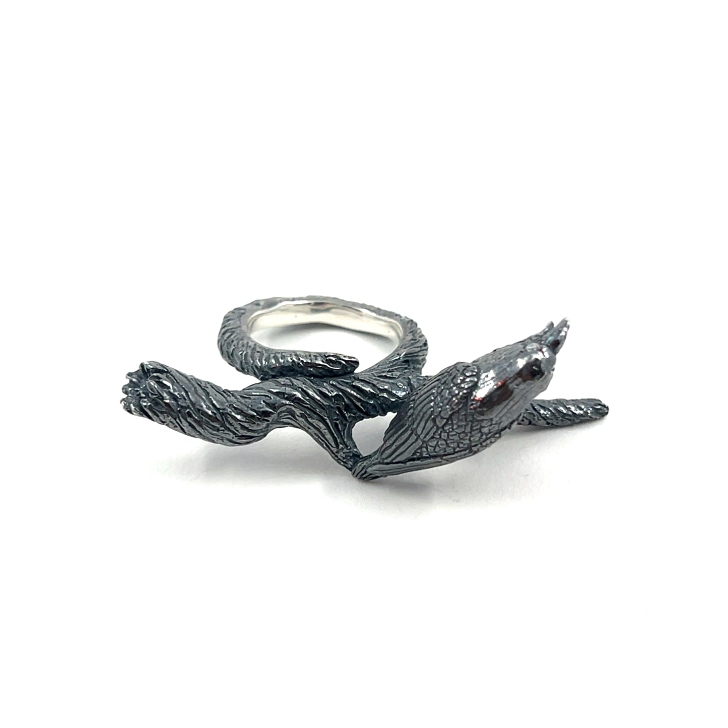 Raven on a Branch Ring (Moissanite eyes)