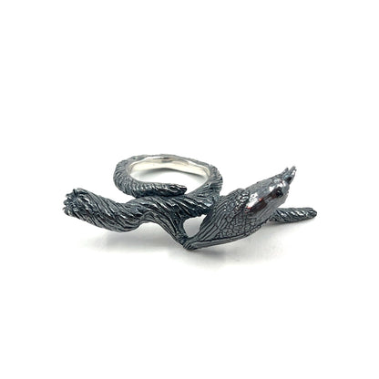 Raven on a Branch Ring (Moissanite eyes)