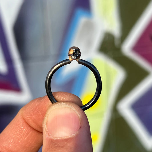 Skully Ring with 14k Gold Splash #1 (Size 11)