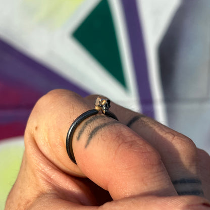 Skully Ring with 14k Gold Splash #1 (Size 11)