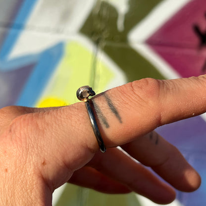 Skully Ring with 14k Gold Splash #1 (Size 11)