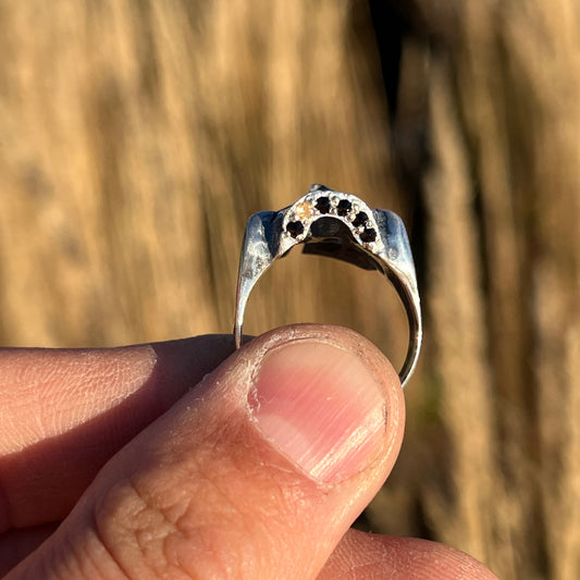 The Skull Ring (spinel & sapphire inverted teeth)